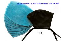 Nano Medical NANO MED.CLEAN rouška maska černá + 10x NANO MED.CLEAN filtr | S/M, L/XL